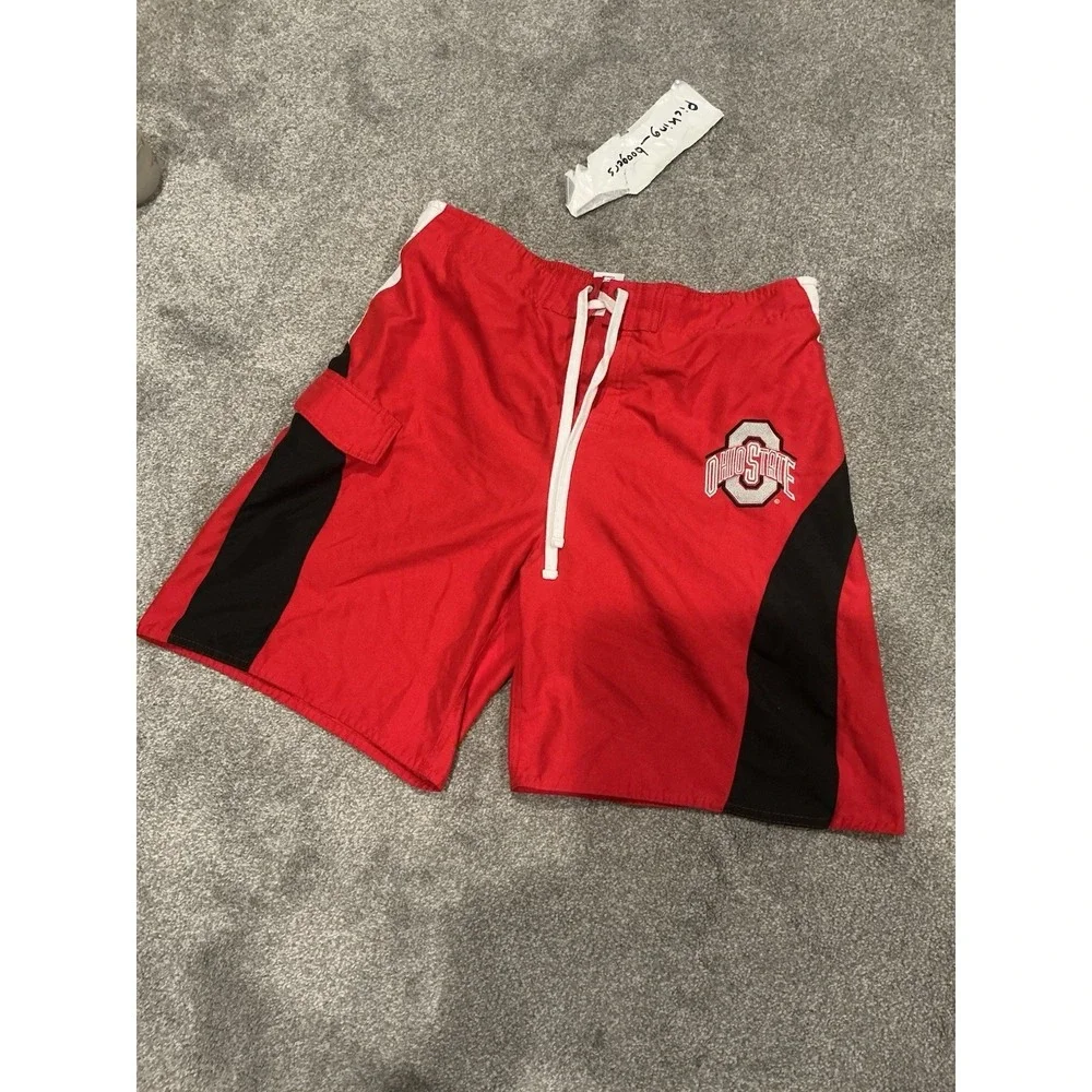 Vintage Ohio State Buckeyes Men's Large Y2K Board Shorts‎ Swim Trunks Collegiate